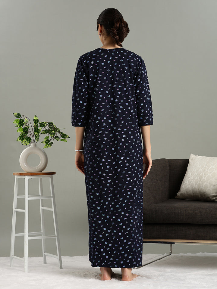 Violet Indigo Branded Cotton Blend Nighty for Women