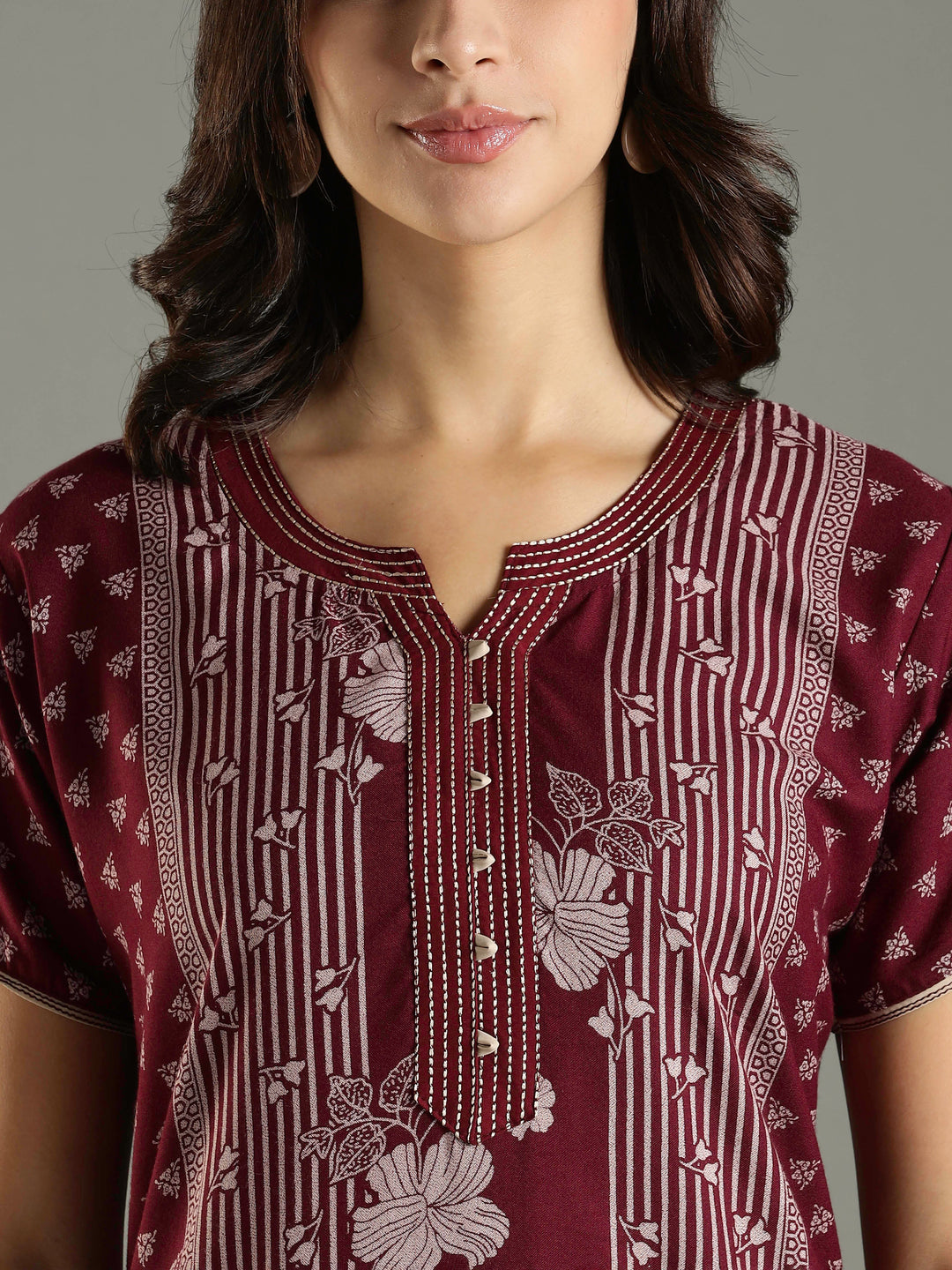 Wine Alpine Designer Branded Nighty for Women With Pocket