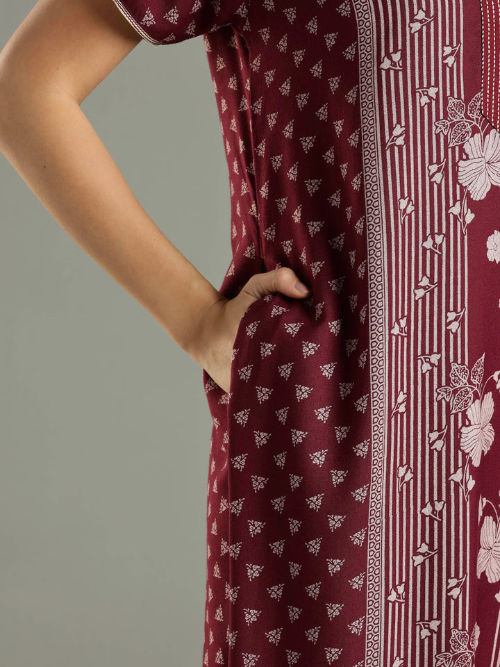 Wine Alpine Designer Branded Nighty for Women With Pocket