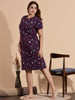 Elegant Wine Cotton Short Nighty for Women with Relaxed Fit