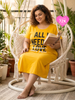 Vibrant Fire Yellow Cotton Printed Short Nighty for Women