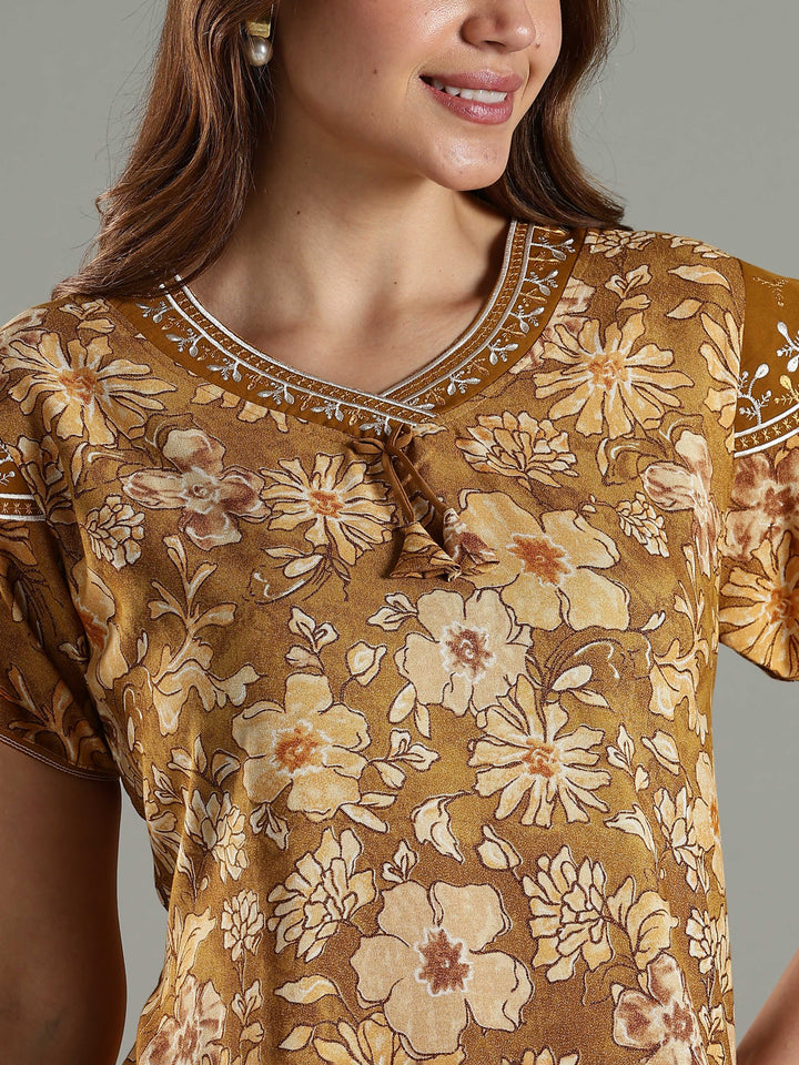 Elegant Yellow Designer Maxi Nighty Dress For Women