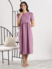 Lavender Hearts Cotton Maternity Night dress for Women