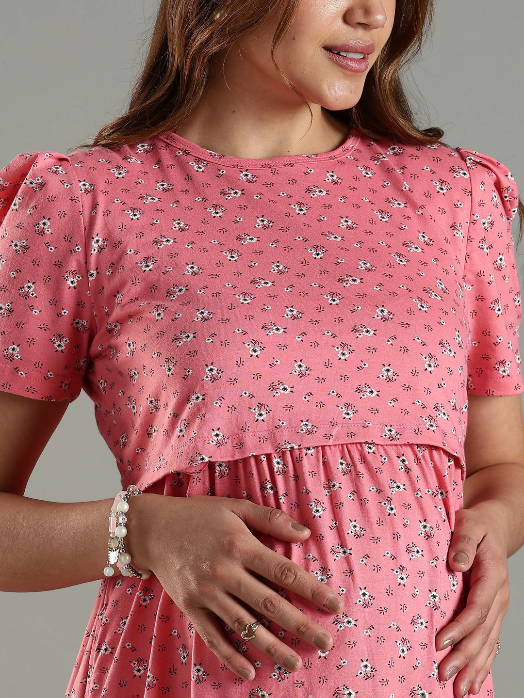 Cozy And Stylish Zipless Pink Feeding Nighty for Women