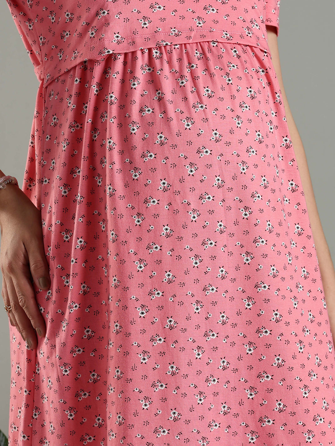 Cozy And Stylish Zipless Pink Feeding Nighty for Women