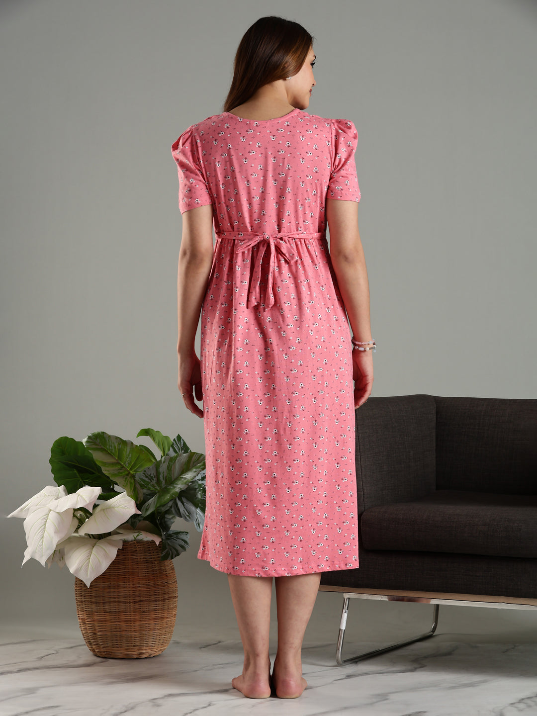 Cozy And Stylish Zipless Pink Feeding Nighty for Women