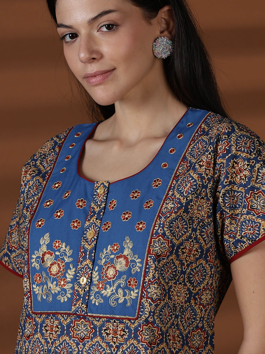 Denim a-line 100% pure cotton nighty for women online