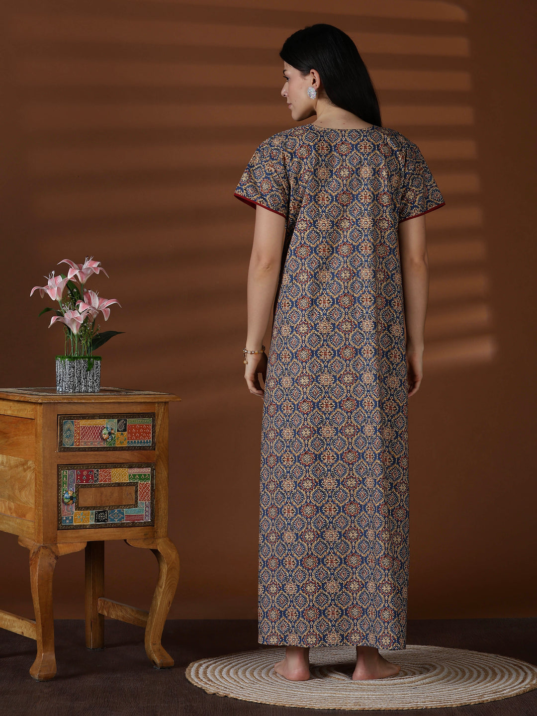 Denim a-line 100% pure cotton nighty for women online