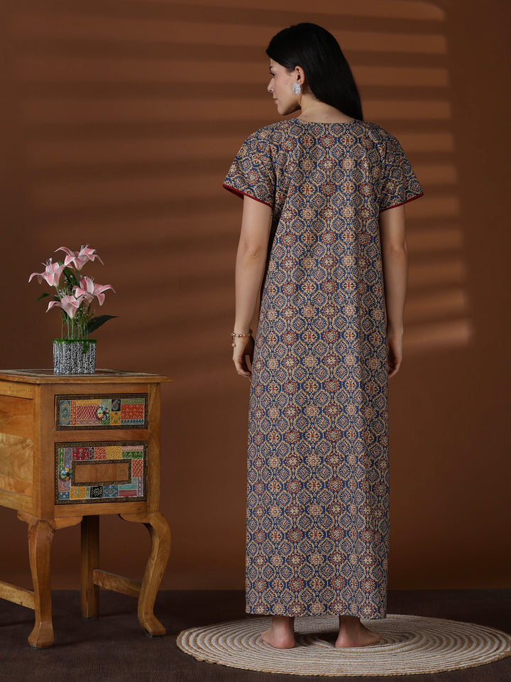 Denim a-line 100% pure cotton nighty for women online