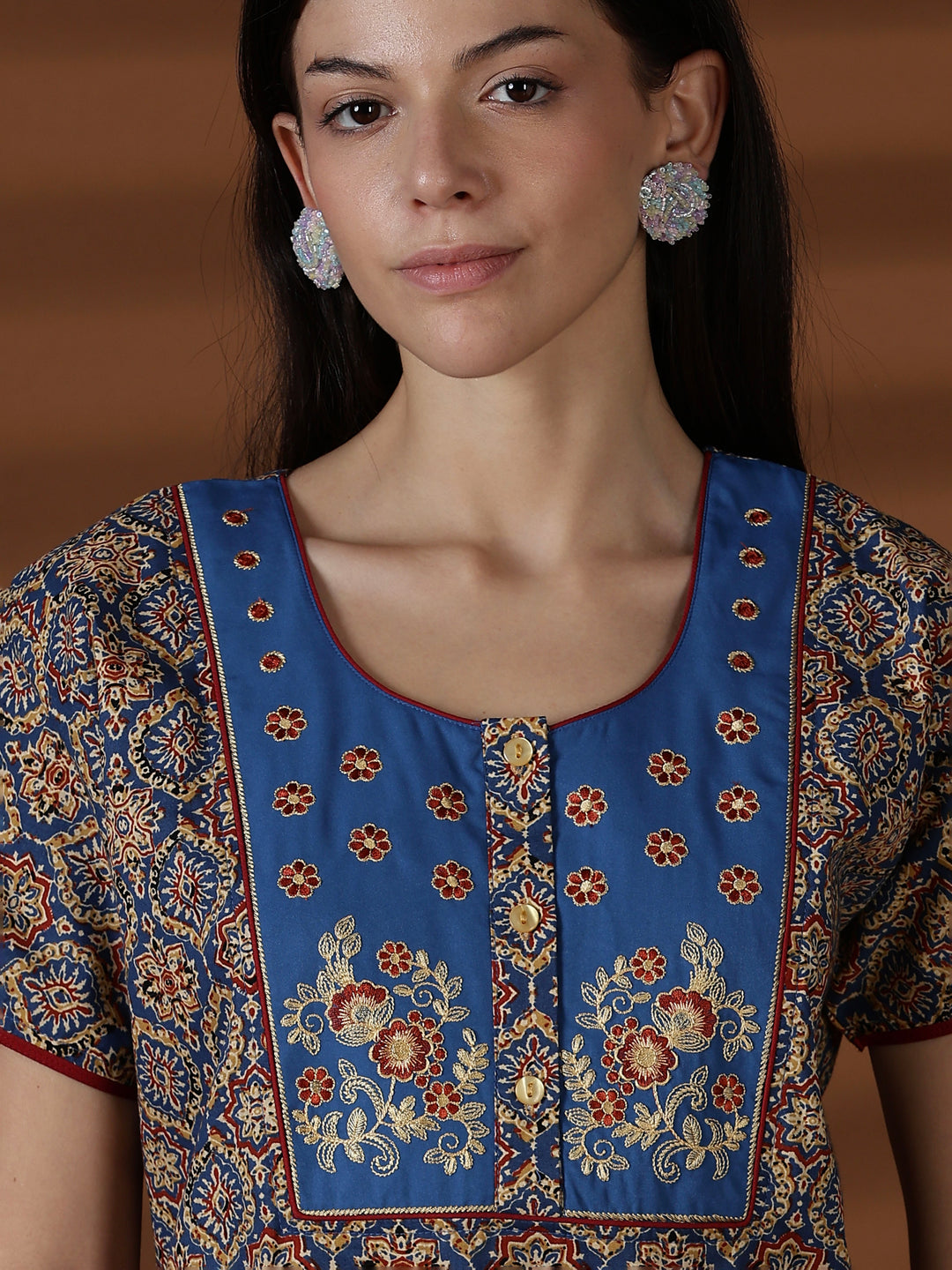 Denim a-line 100% pure cotton nighty for women online