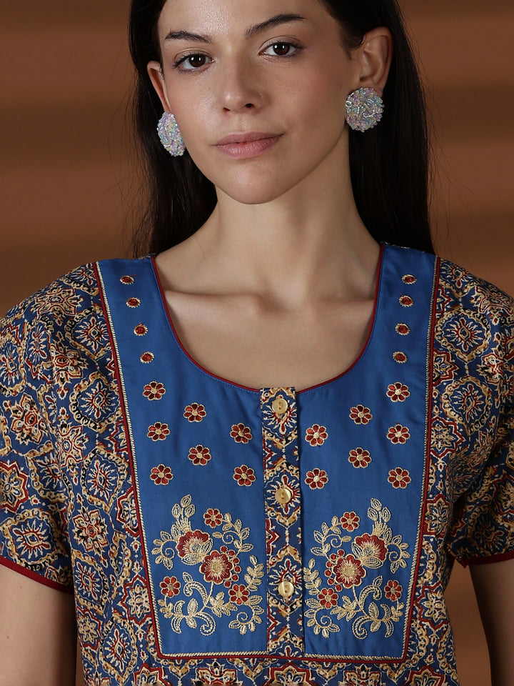 Denim a-line 100% pure cotton nighty for women online