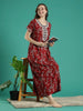 Rust Floral Alpine Nighty for Women Soft A Line Comfort Fit