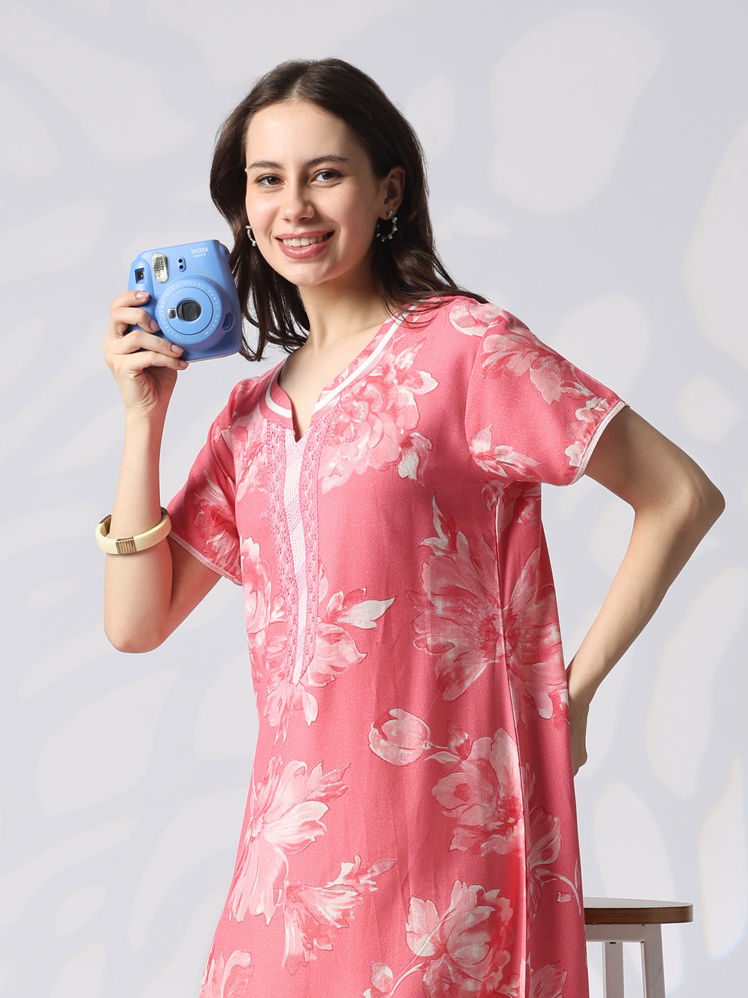 Floral alpine a line nighty dress for women online