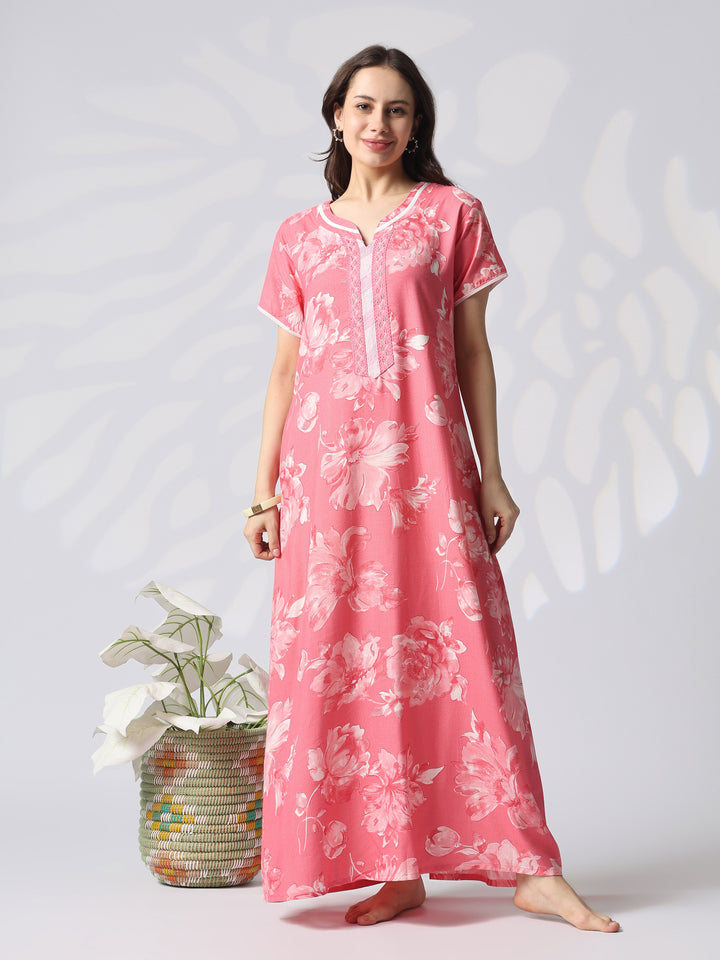 Floral alpine a line nighty dress for women online