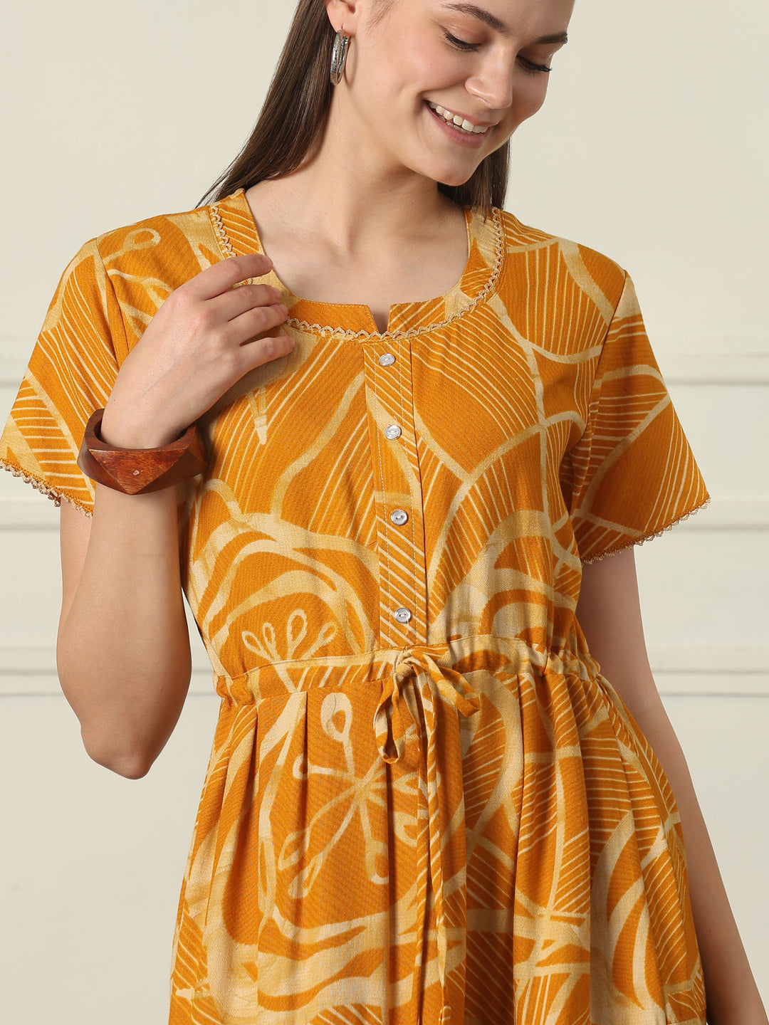 Geometric frock style designer nighty for women online