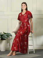 Alpine Frock Nighty with Tiered Silhouette and Pocket in Belle Ruby