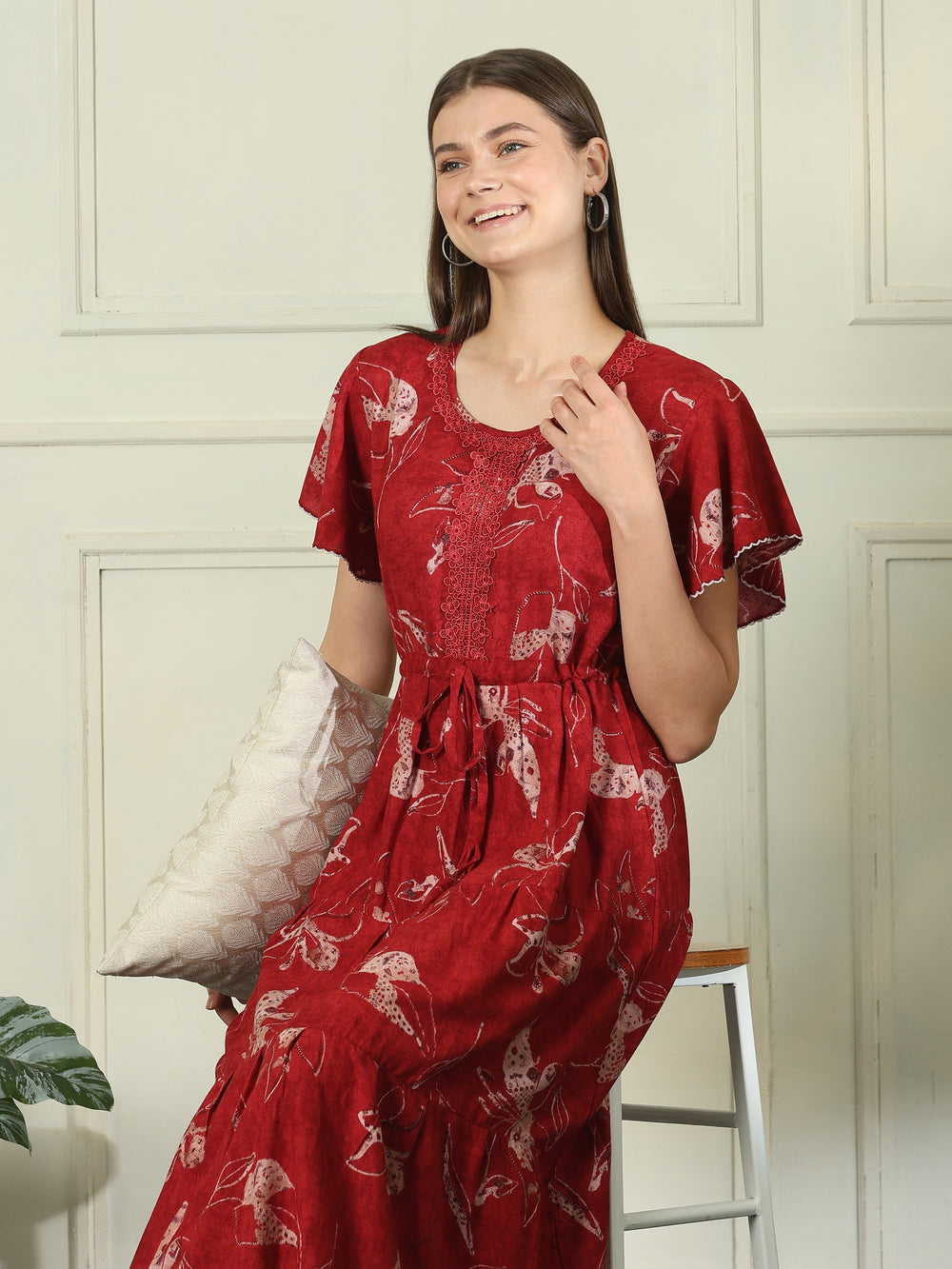 Alpine designer nighty for women with drawstring waist