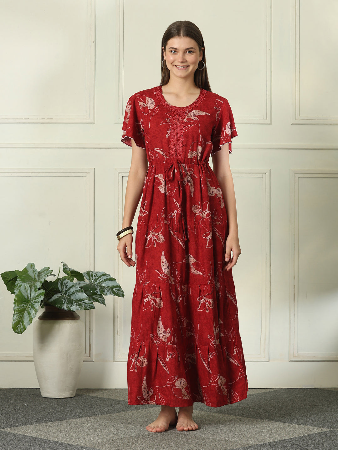Alpine designer nighty for women with drawstring waist