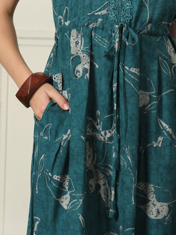 Alpine frock style nighty for women with flutter sleeves