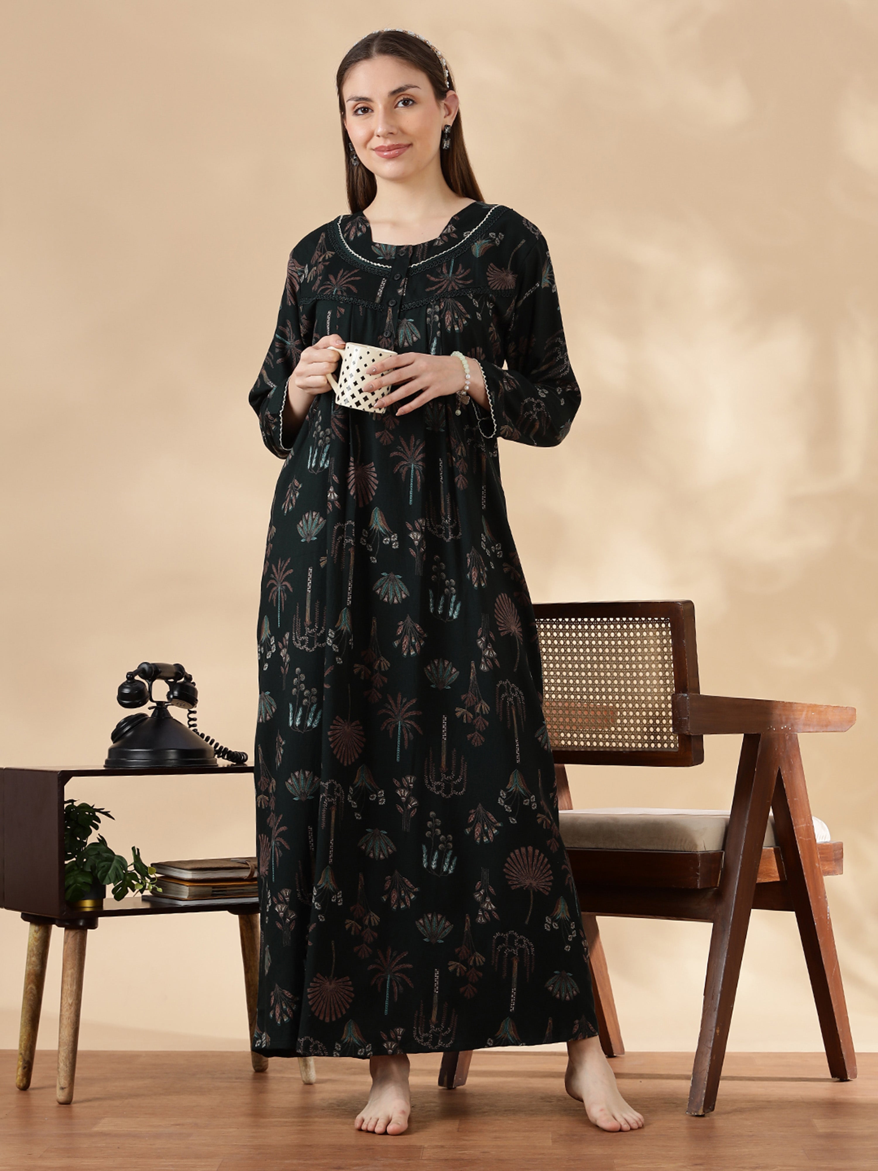 【新品未使用】PHERE Leonis Rib Leggins_Black Buy Emerald Green Alpine Floral Fancy Nighty For Women Today