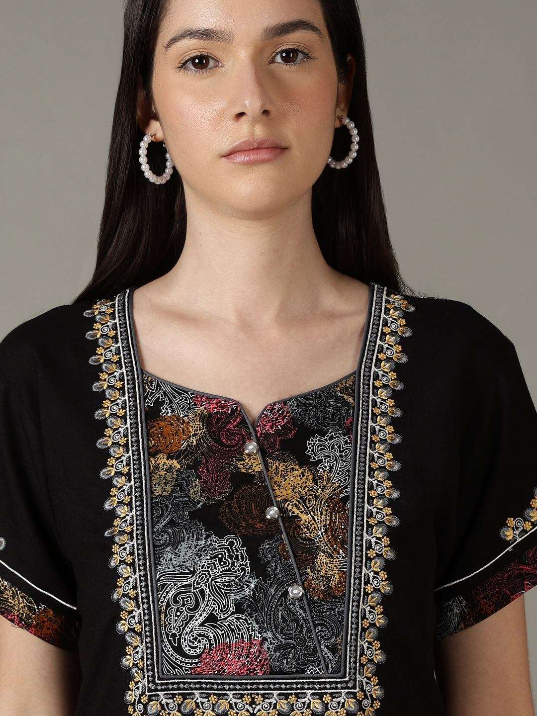 Black designer alpine night wear for women