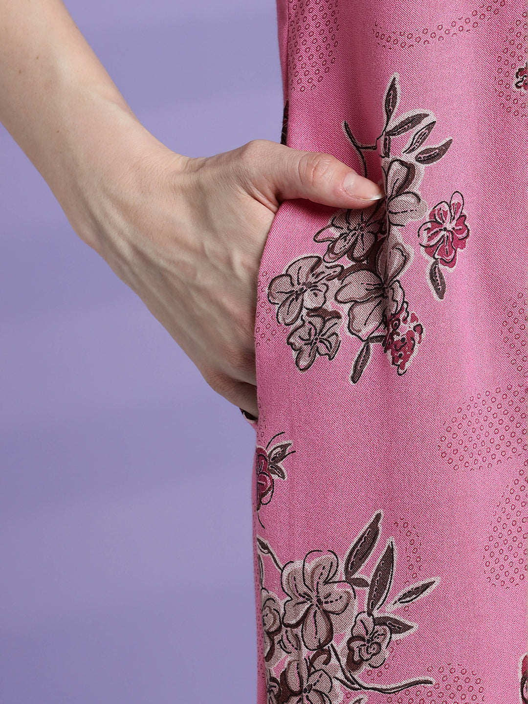 Blush pink alpine floral cozy night dress for women