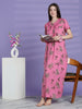 Blush Rose Alpine Floral Pleated Nighty for Women Comfortable Fit