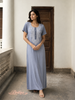 Whisper Grey Alpine Designer Nighty for Women with Embroidery