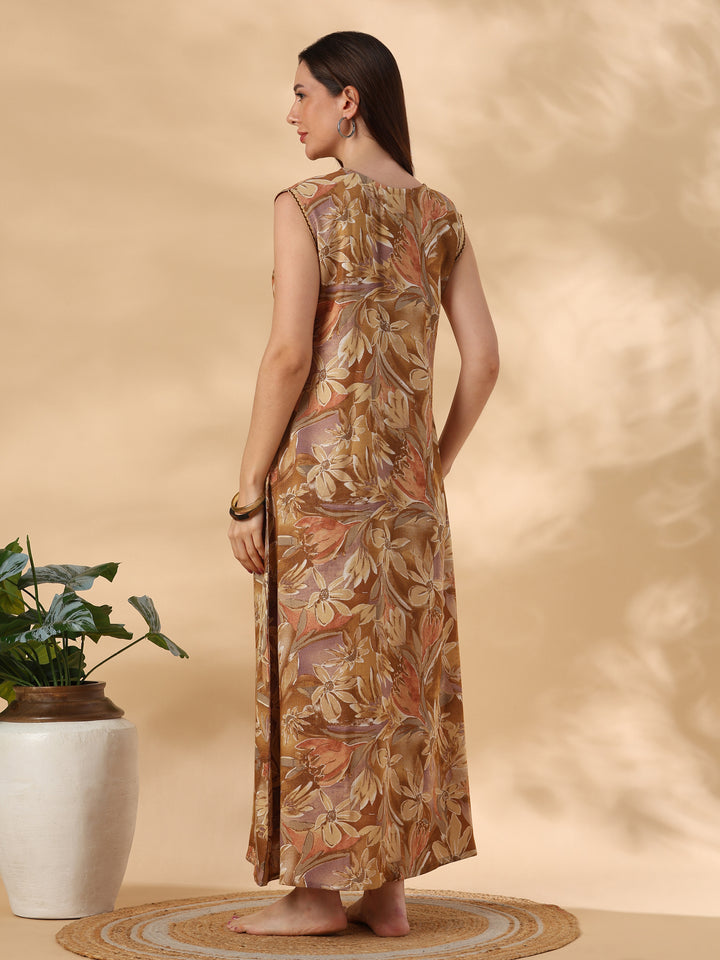 Elegant and premium yellow alpine nightydress for women