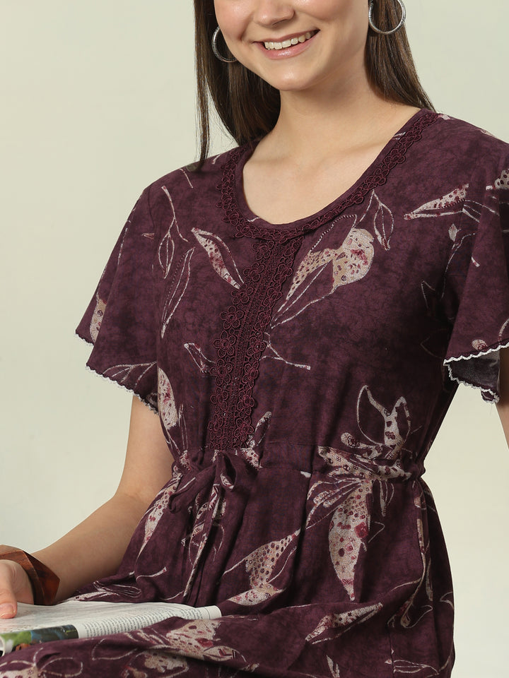 Alpine designer night dress for women with tiered hem