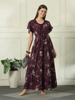 Tiered Hem Alpine Designer Nighty with Adjustable Waist in Belle Purple
