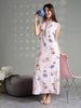 Rosy Floral Rayon Nighty Sleeveless A Line Comfort