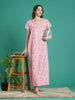 Baby Pink Cotton Blend Hakoba Nighty for Women for Everyday Grace