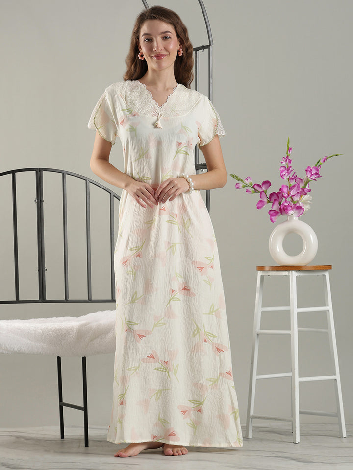 Branded Nighty for Women In Soft Yellow Bamboo Cotton