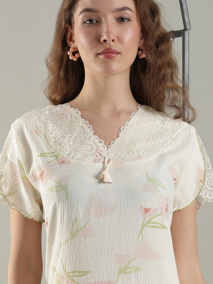 Branded Nighty for Women In Soft Yellow Bamboo Cotton