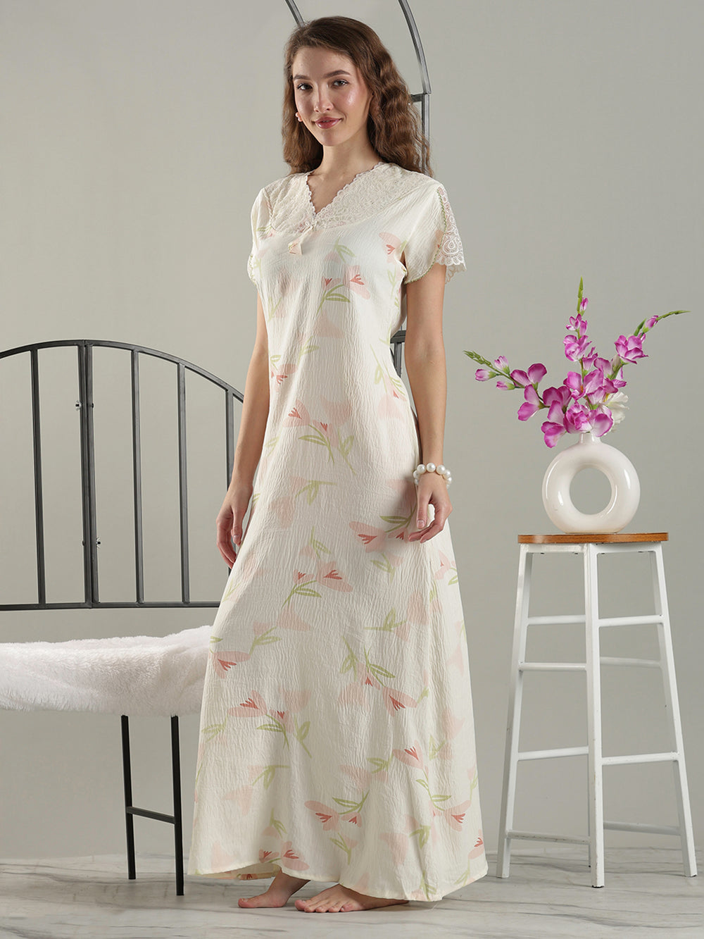 Branded Nighty for Women In Soft Yellow Bamboo Cotton