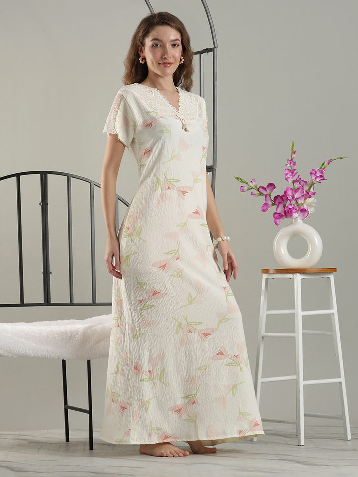 Branded Nighty for Women In Soft Yellow Bamboo Cotton