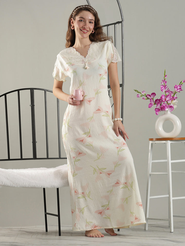 Branded Nighty for Women In Soft Yellow Bamboo Cotton