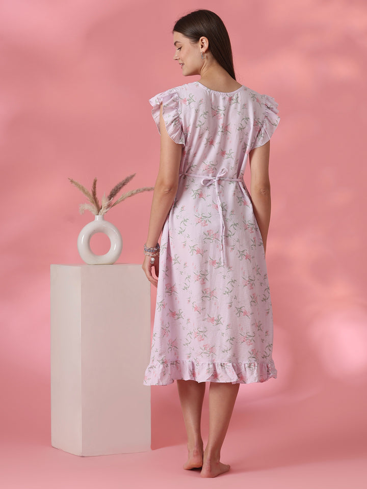 Floral bamboo feel short nightdress for women online