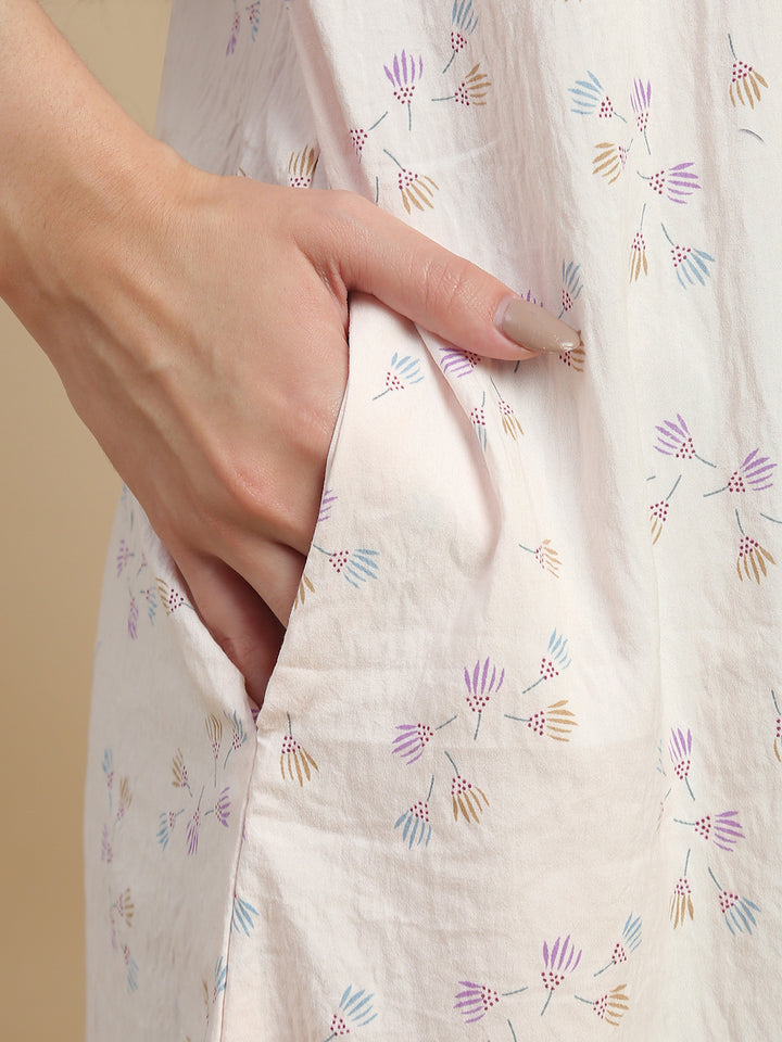 Floral print night gown for women in premium bamboo fabric