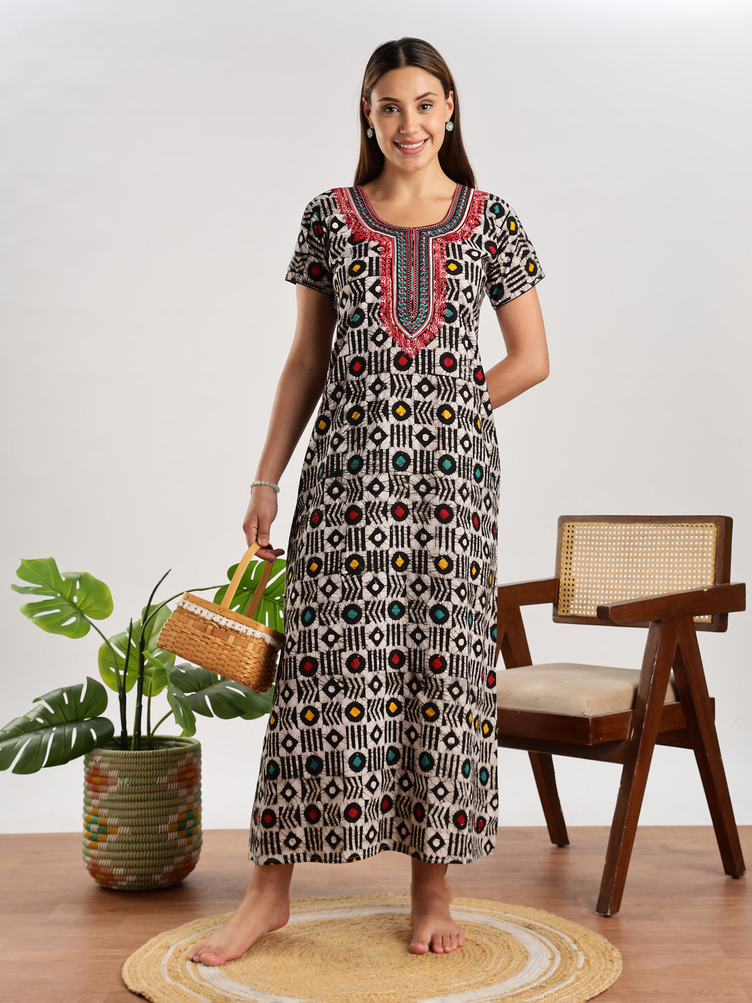 Buy Diamond Batik Print Cotton Night Dress for Women Online Cotton / XL/46 Buy Diamond Batik Print Cotton Night Dress for Women Online Cotton / XL/46