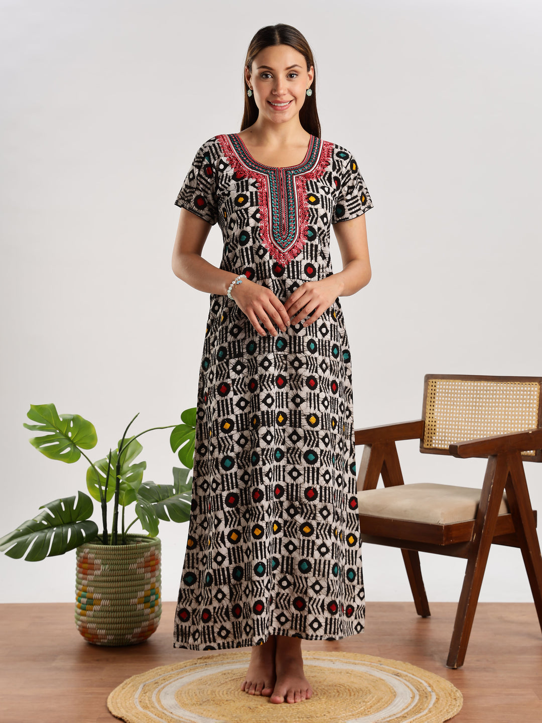 Buy Diamond Batik Print Cotton Night Dress for Women Online Cotton / XL/46 Buy Diamond Batik Print Cotton Night Dress for Women Online Cotton / XL/46