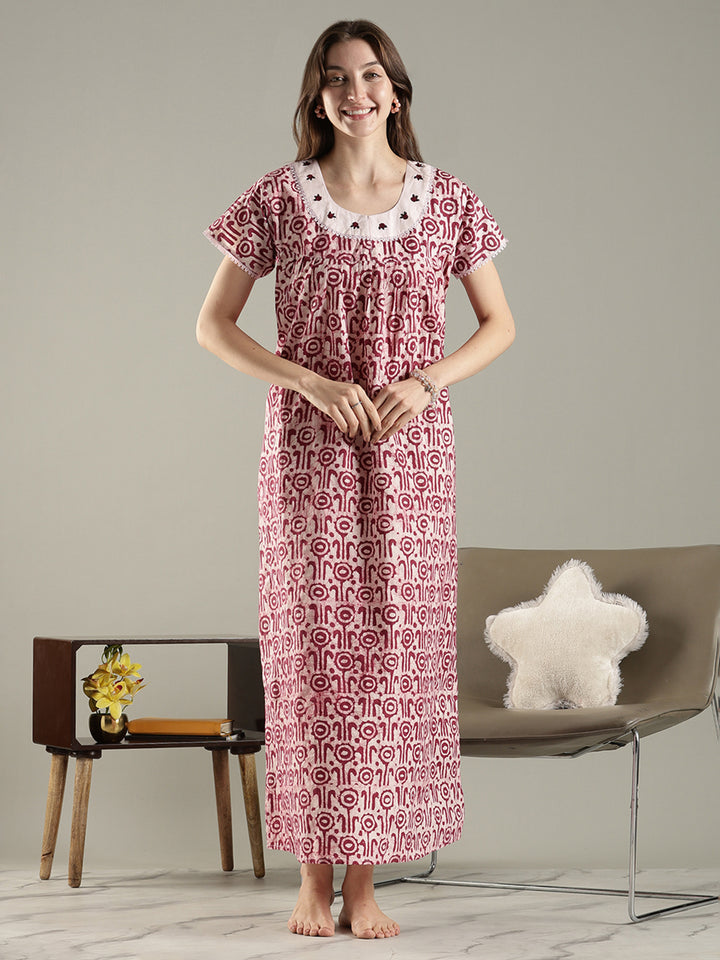 New style batik print premium cotton nighty for women