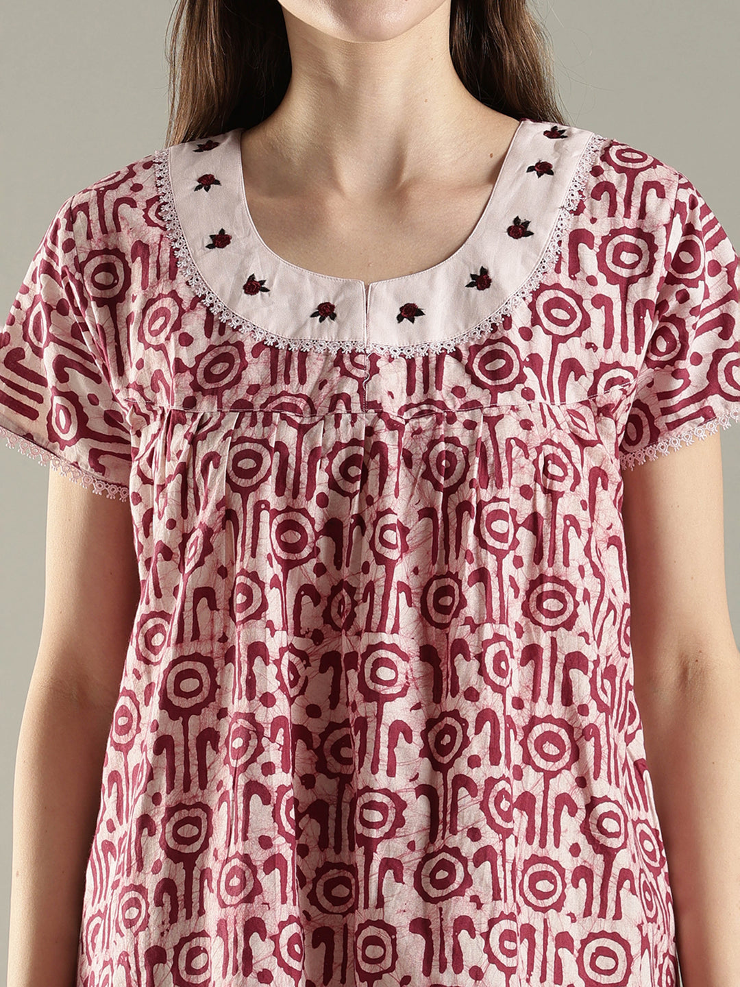 New style batik print premium cotton nighty for women