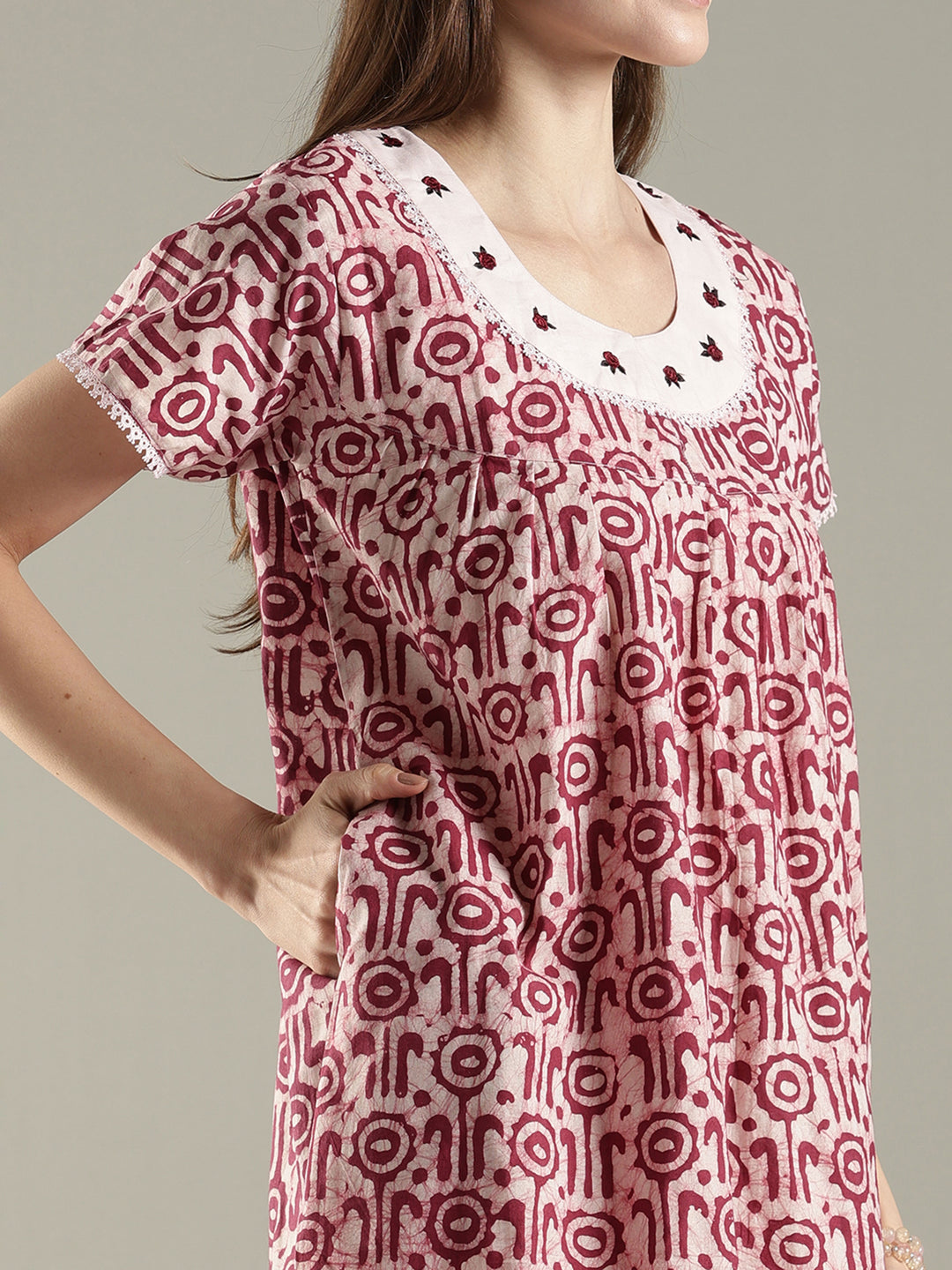 New style batik print premium cotton nighty for women