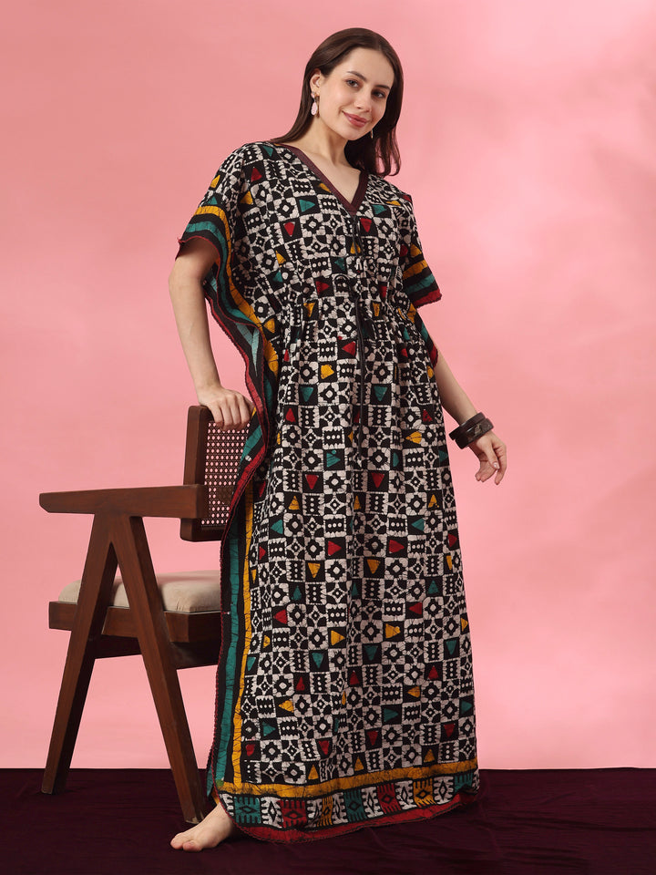 Pure cotton batik print kaftan nighty for women online