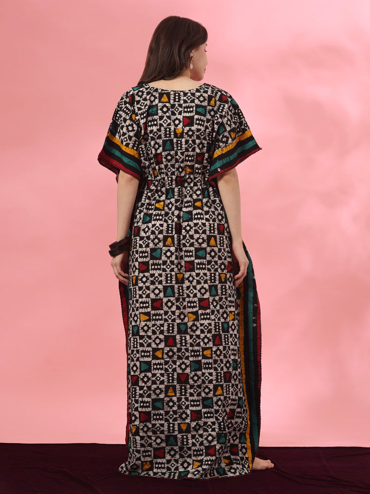 Pure cotton batik print kaftan nighty for women online