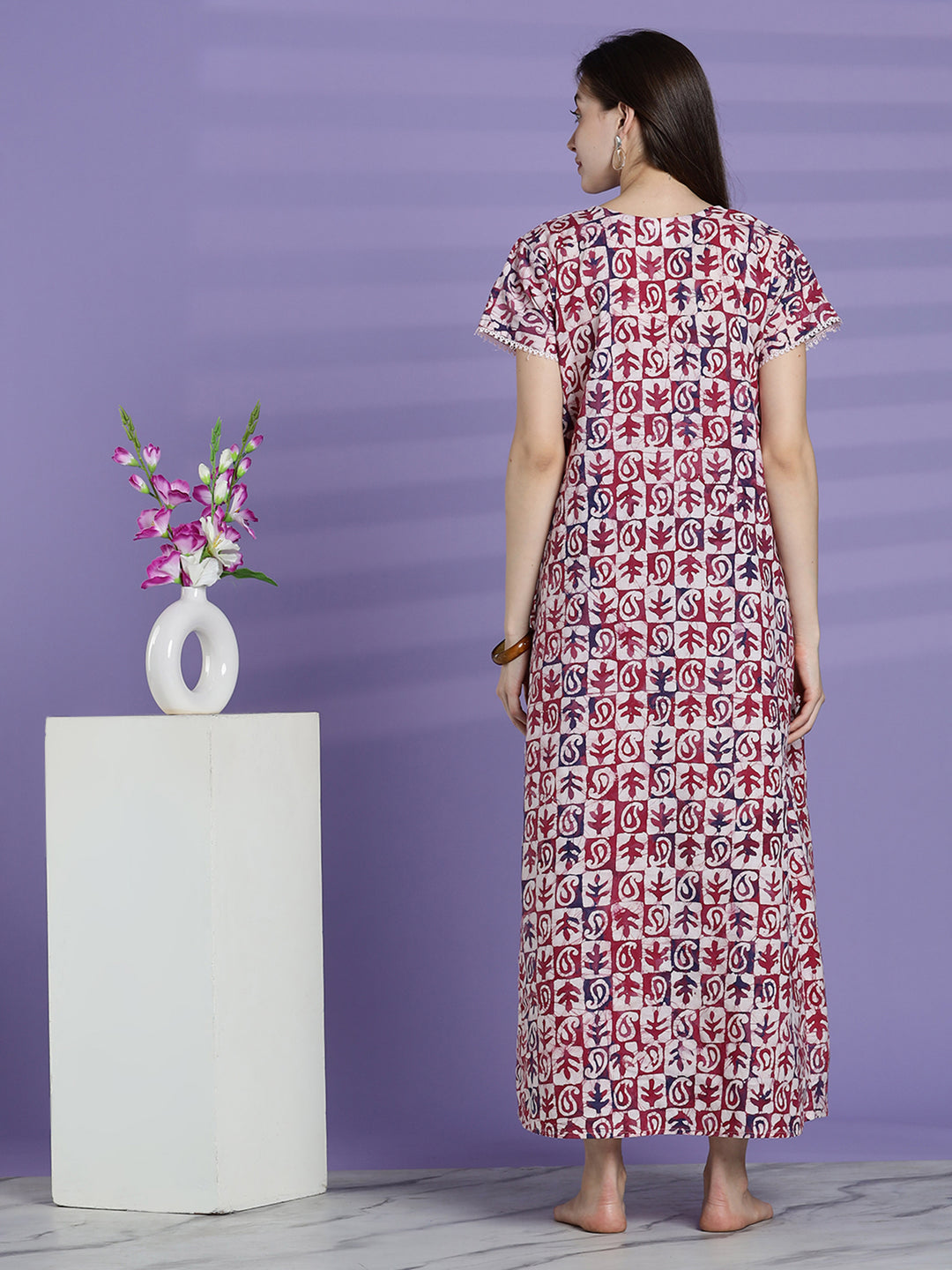 Pure cotton traditional batik print nighty for women