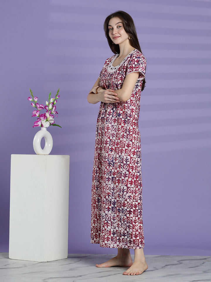 Pure cotton traditional batik print nighty for women