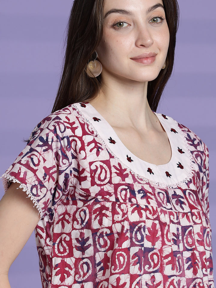 Pure cotton traditional batik print nighty for women